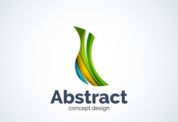 Abstract wave logo template, smooth motion concept