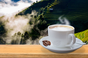 Coffee cup on the table.