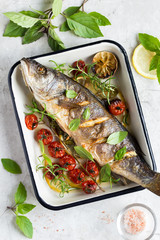 roasted seabass with herbs and lemon