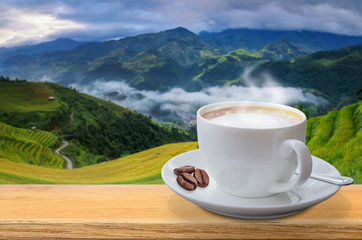 Coffee cup on the table.