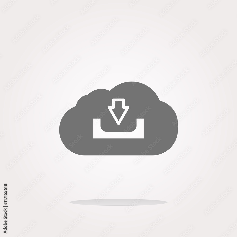 Poster abstract cloud icon. upload download button. load symbol. round button . vector illustration