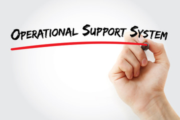 Hand writing Operational support system with marker, concept background