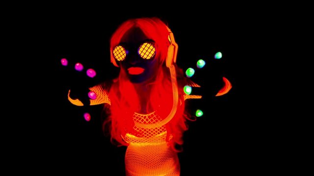 sexy female disco gogo dancer glow