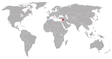 Fototapeta na wymiar Syria on the world map