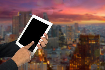 Businessman using tablet pc.