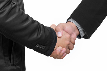 Businessman handshake isolated.