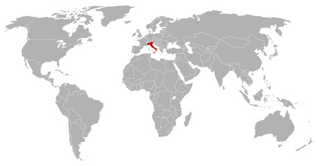 Italy on the world map