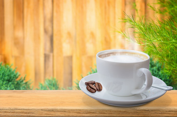 Coffee cup on the table.