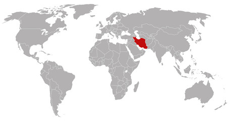 Fototapeta na wymiar Iran on the world map
