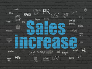 Advertising concept: Sales Increase on wall background