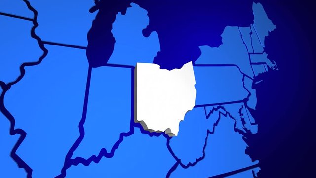 Ohio State Map USA United States America OH 3d Animation