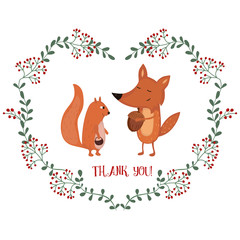 Card with fox and squirrel