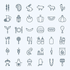 Naklejka premium Line Barbecue Party Icons