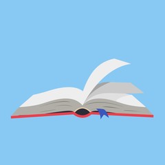 Open book in blue background 
