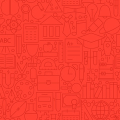 Line Education Red Seamless Pattern