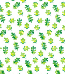 Fototapeta premium Vector seamless color natural leaves pattern