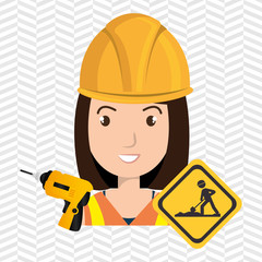 woman construction drill helmet