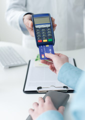 Woman purchasing medical products