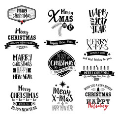 Merry Christmas Lettering Design Set
