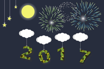 2017 colorful greeting card. Polygonal style. 