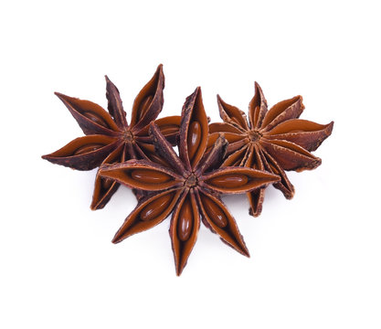 Chinese star anise on white background