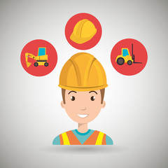 man construction helmet lift truck