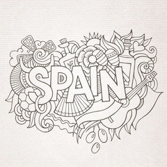 Spain country hand lettering and doodles elements