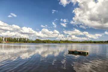 Floating jetty in lake