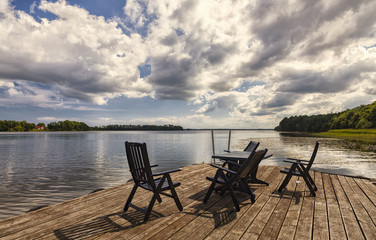 Decking by lake