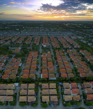 Aerial View Of Home Village In Thailand Use For Land Development