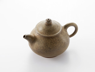 Chinese teapots on white background
