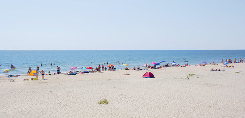 Summer relax on the beach. Corbu beach, Romania