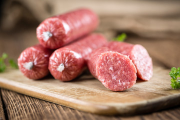 Mettwurst (German cuisine; selective focus)