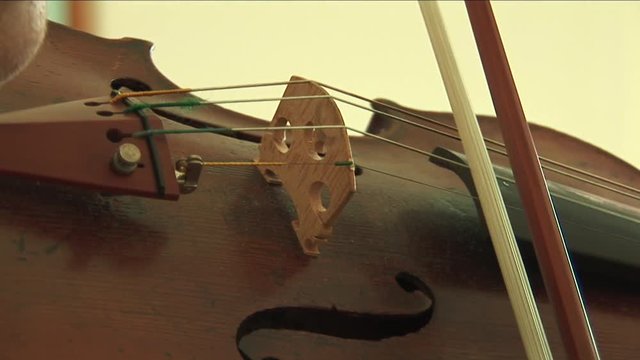 Close up on playing violin