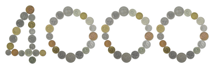number 4000 with old coins