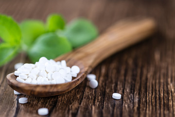 Portion of Stevia sweetener