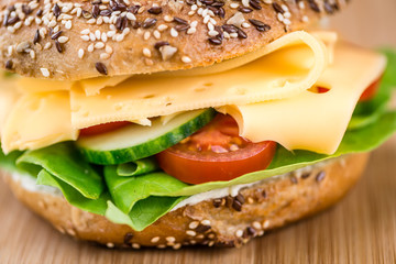 Breakfast Bagel (with cheese; selective focus)