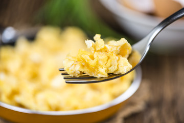 Fresh made Scrambled Eggs (selective focus)