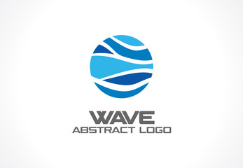 Abstract logo for business company. Corporate identity design element. Nature, ocean, eco, science, healthcare Logotype idea. Ecology, blue, sea, water wave in circle concept. Colorful Vector icon