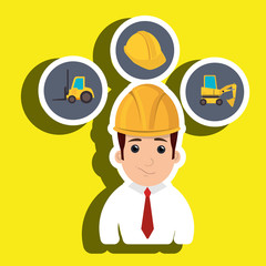 man construction helmet lift truck