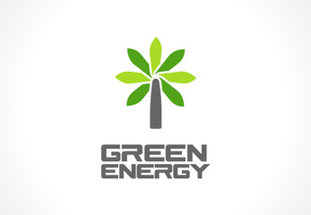 Abstract logo for business company. Corporate identity design element. Eco green, wind power, environment, growth flower tree logotype idea. Ecology electric generation concept. Colorful Vector icon