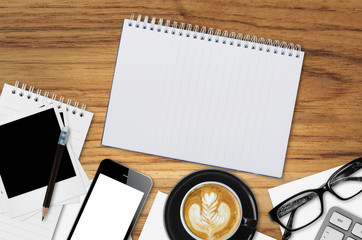 Top view desks and other office equipment.
