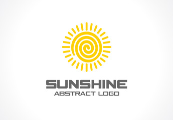 Abstract logo for business company. Corporate identity design element. Eco, spiral sun energy, yellow sunlight logotype idea. Environment, natural, nature save concept. Colorful Vector flat icon