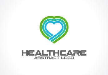 Abstract logo for business company. Corporate identity design element. Healthcare, help, pharmacy, heart logotype idea. Health protection, care, medical clinic, medicine concept. Colorful Vector icon