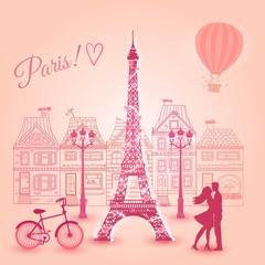 Fototapeta na wymiar Lovers in Paris