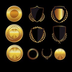 Golden shields and medals