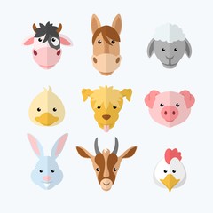 Variety of farm animals