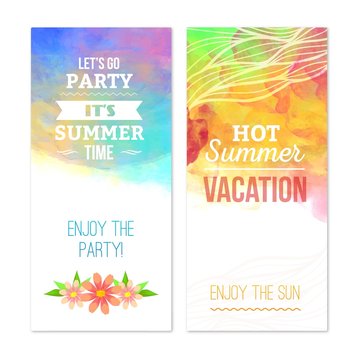 Summer banners in watercolor style