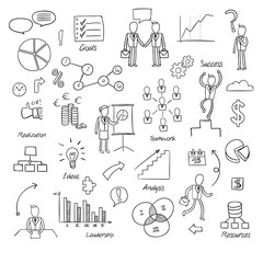 Naklejka premium Sketchy business elements