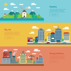 Country, city and industry banners